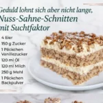 Leckere Nuss-Sahne-Schnitten auf einem hübschen Teller