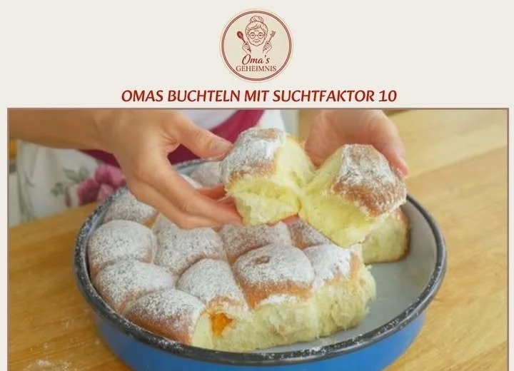 Fluffige Buchteln nach Omas Rezept auf einem Teller serviert.