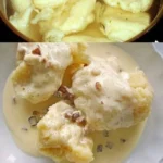 Omas traditionelle Mehlklöße auf einem Teller serviert