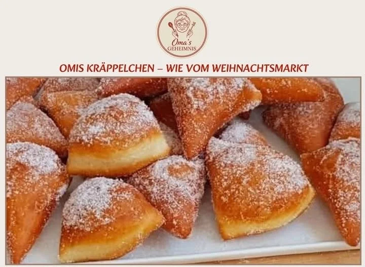 Omis Kräppelchen frisch gebacken, die perfekte Leckerei für den Weihnachtsmarkt.