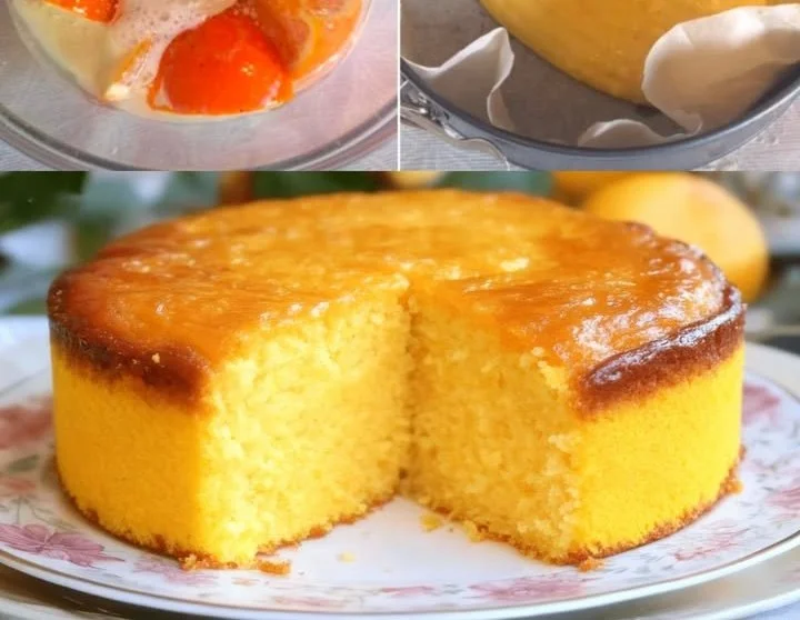 Ein einfaches Orangenkuchen Rezept ohne Schnickschnack auf einem Teller.