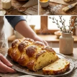 Hausgemachter Osterzopf, ein traditionelles Hefegebäck für Ostern.