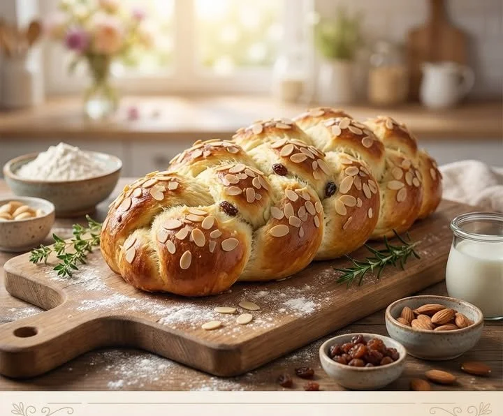 Traditioneller Osterzopf wie früher gebacken mit frischen Zutaten