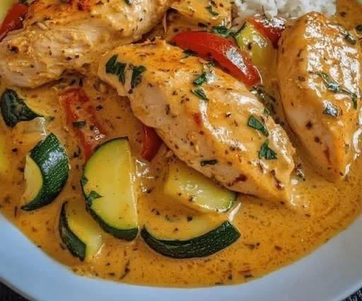 Paprika Zucchini Sahne Hähnchen