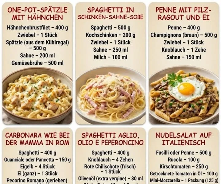 Leckere Pasta-Gerichte im Pasta-Himmel für zu Hause.