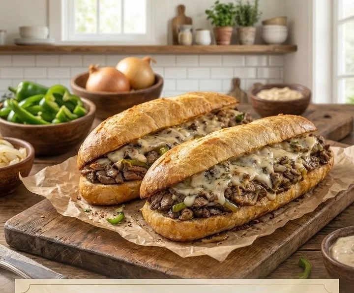 Authentischer Philly Cheesesteak mit saftigem Fleisch und geschmolzenem Käse