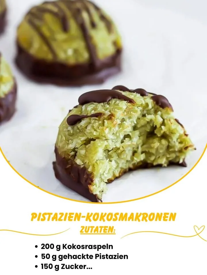 Pistazien-Kokosmakronen - köstliche Kekse mit einer perfekten Kombination aus Pistazien und Kokosnuss