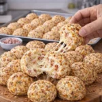 Leckere Pizza-Bällchen auf einem Teller serviert