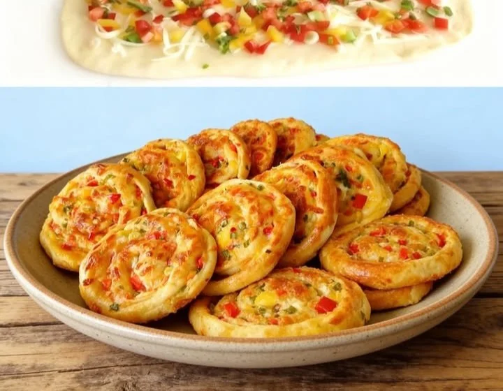 Leckere Pizzaschnecken frisch aus dem Ofen, ideal für Snacks und Feiern.