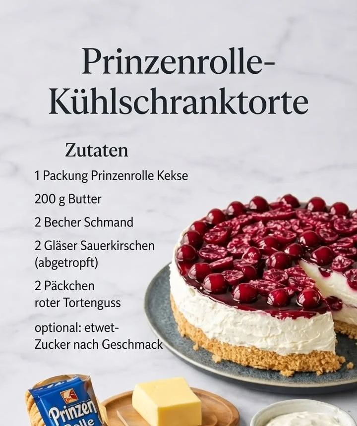 Kühlschranktorte aus Prinzenrolle-K mit Schichten von Creme und Keksen