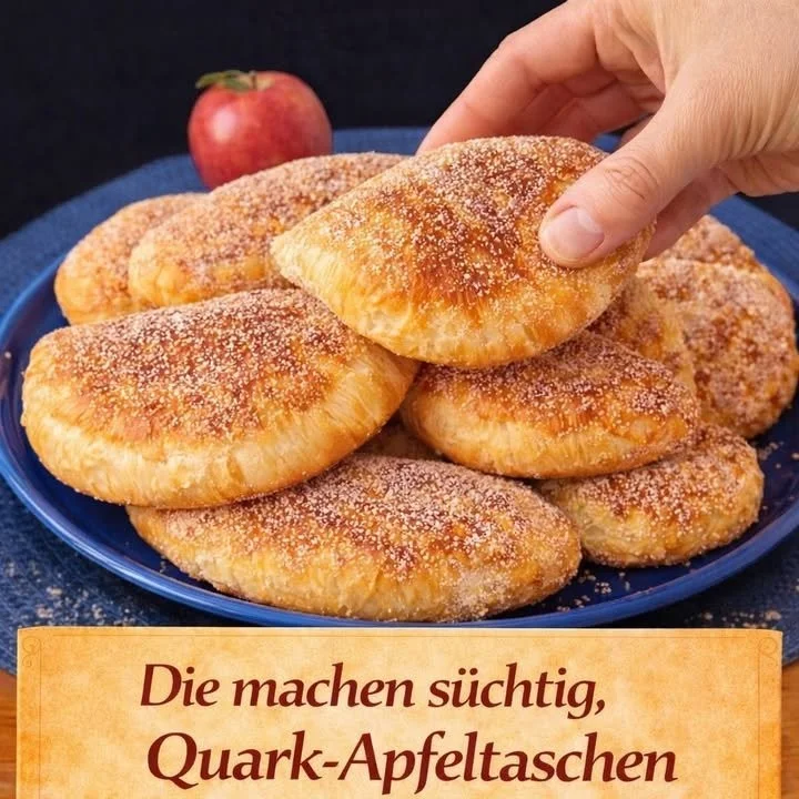 Leckere Quark-Apfeltaschen frisch gebacken mit Äpfeln und Quarkfüllung