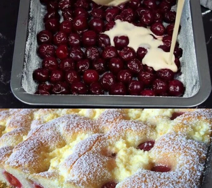 Saftiger Quark-Kirsch-Kuchen mit frischen Kirschen und cremiger Quarkfüllung