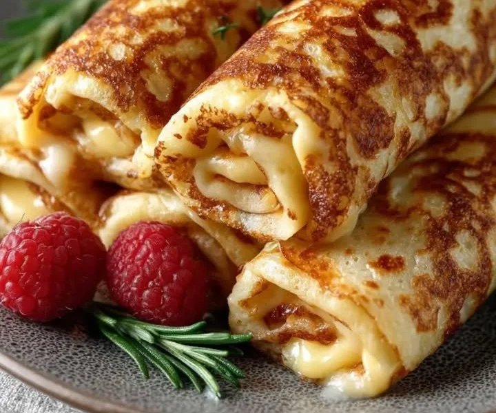 Gesunde Quark-Pfannkuchen ohne Mehl auf einem Teller serviert.