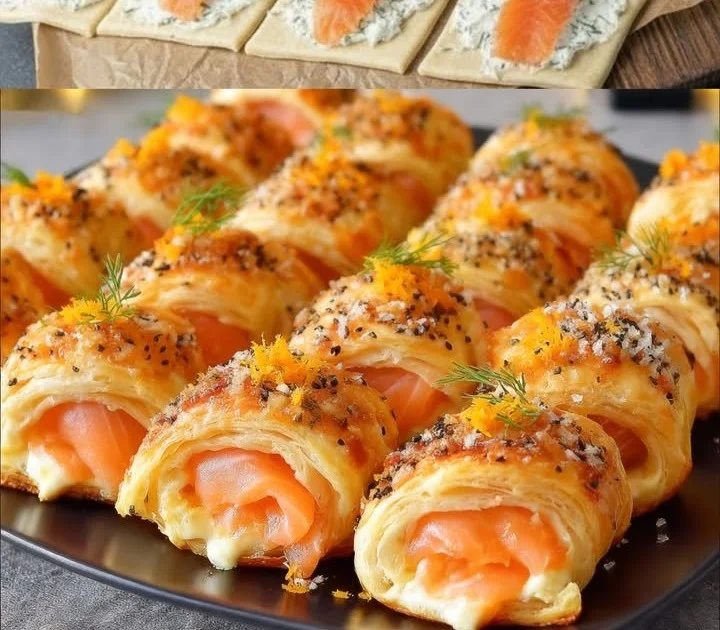 Räucherlachsröllchen mit frischen Kräutern und einer cremigen Füllung