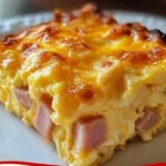 Schinken-Käse-Eierauflauf frisch aus dem Ofen serviert