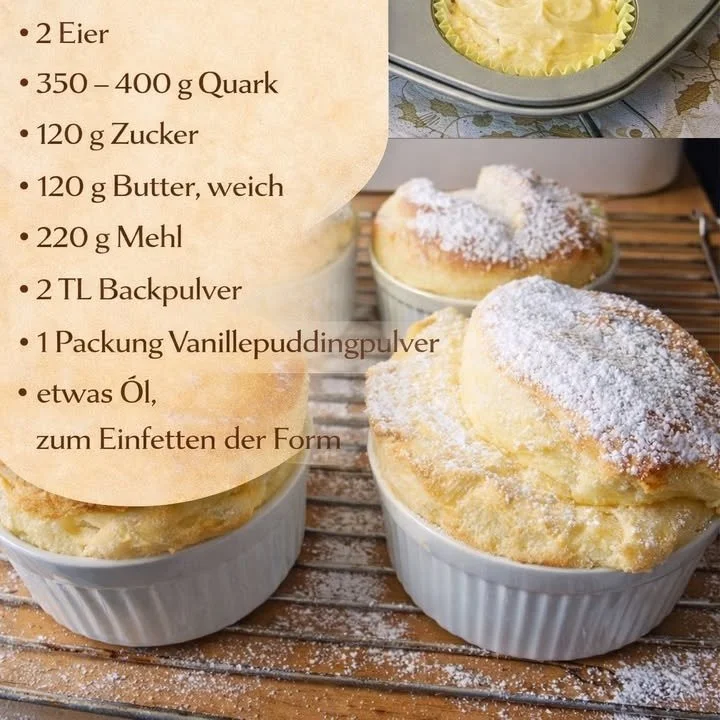 Saftige Muffins mit Quark und Vanillepudding auf einem Teller