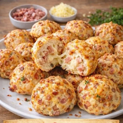 Schnelle Pizza Bällchen auf einem Teller, frisch gebacken und lecker.