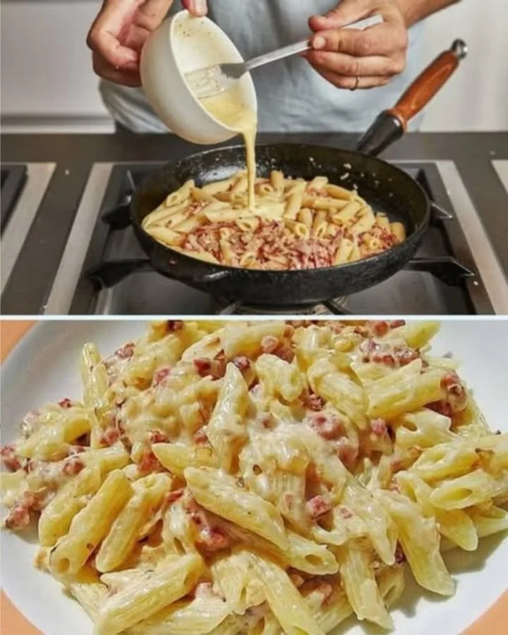 Schnelle Schinken-Nudeln mit Schmandsoße