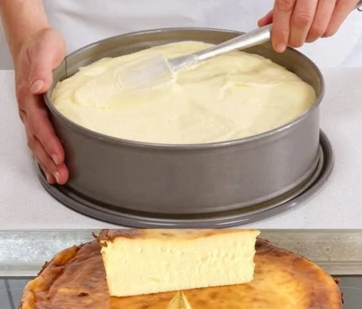 Schneller Käsekuchen ohne Boden, frisch aus dem Ofen