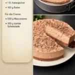 Schneller Kuchen mit Mascarpone auf einem Teller serviert.