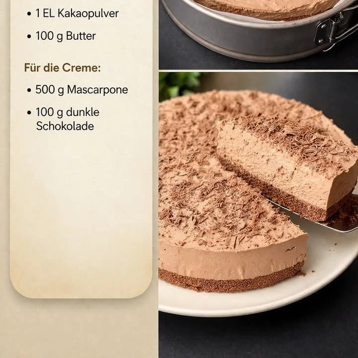 Schneller Kuchen mit Mascarpone auf einem Teller serviert.