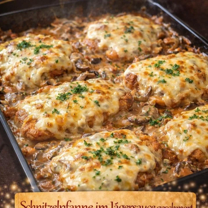 Schnitzelpfanne in Jägersauce