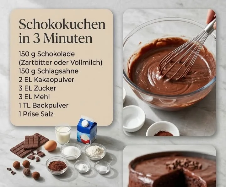 Schneller Schokokuchen in nur 3 Minuten zubereitet