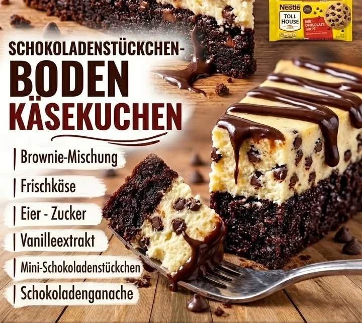 Schokoladenstückchen-Boden Käsekuchen - ein köstlicher Käsekuchen mit Schokolade