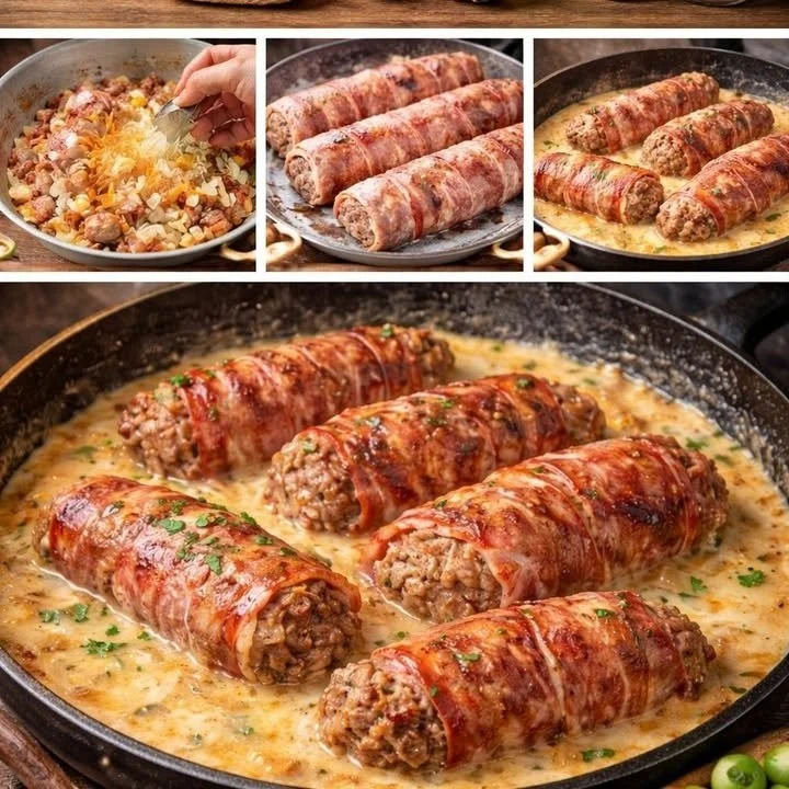 Schwarzälder Hackrouladen auf einem Teller serviert