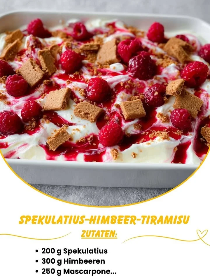 Leckeres Spekulatius-Himbeer-Tiramisu serviert in einer eleganten Dessertschale