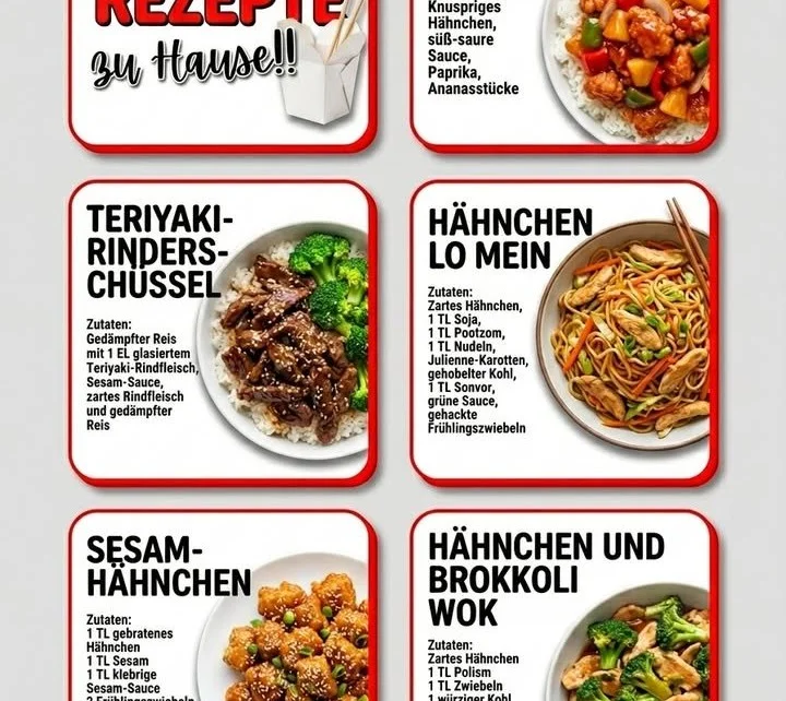 Süß-saures Hühnchen mit buntem Gemüse auf einem Teller serviert.