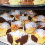 Tag und Nacht Kuchen auf einem eleganten Teller mit Dekoration