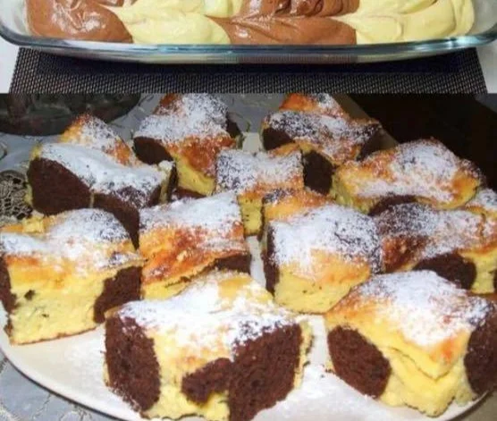 Tag und Nacht Kuchen auf einem eleganten Teller mit Dekoration