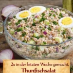 Thunfischsalat mit Joghurt auf einem Teller angerichtet