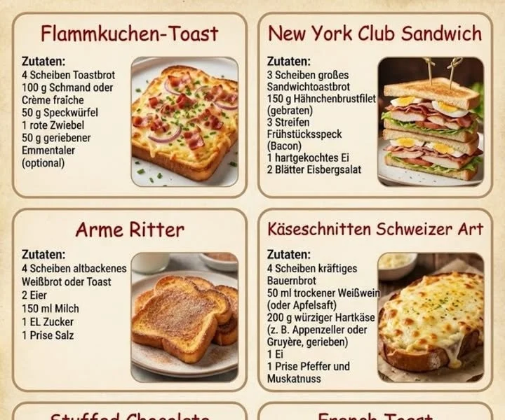 Leckere Toast-Snacks: schnelles Rezept für herzhafte und süße Varianten
