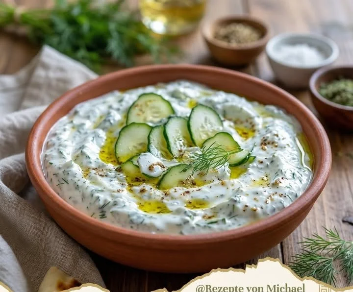 Authentisches Tzatziki Rezept wie früher, frisch und cremig zubereitet.