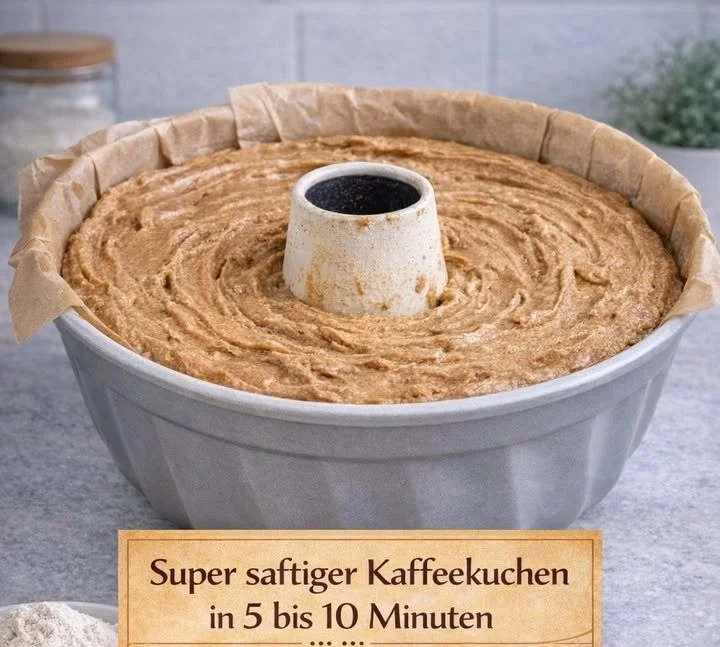 Ultrasaftiger Kaffeekuchen Gugelhupf auf einem Teller serviert