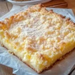 Vanillepudding Streuselkuchen vom Blech auf einem Tisch serviert