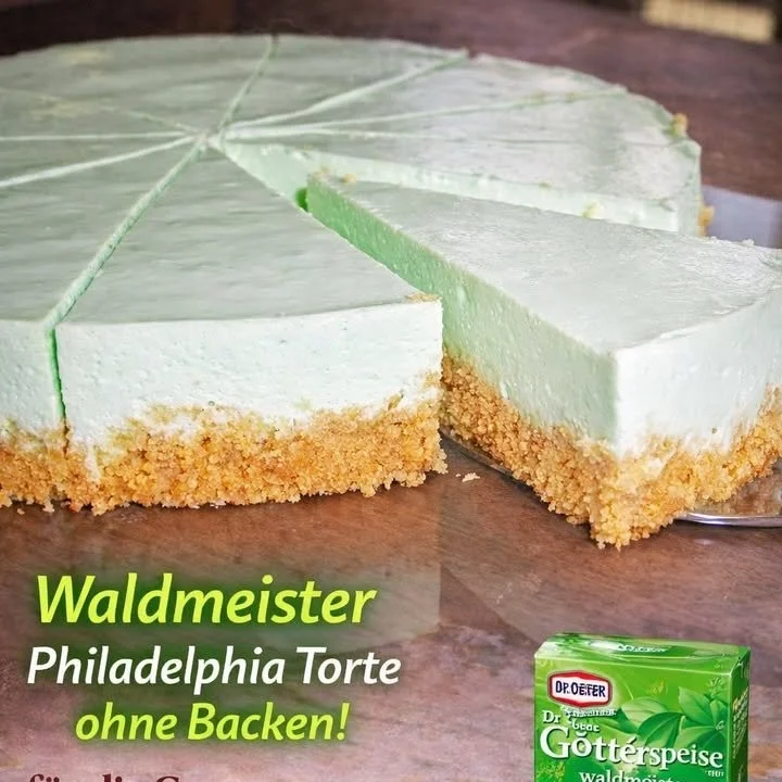 Waldmeister Philadelphia Torte ohne Backen, erfrischendes Dessert Rezept