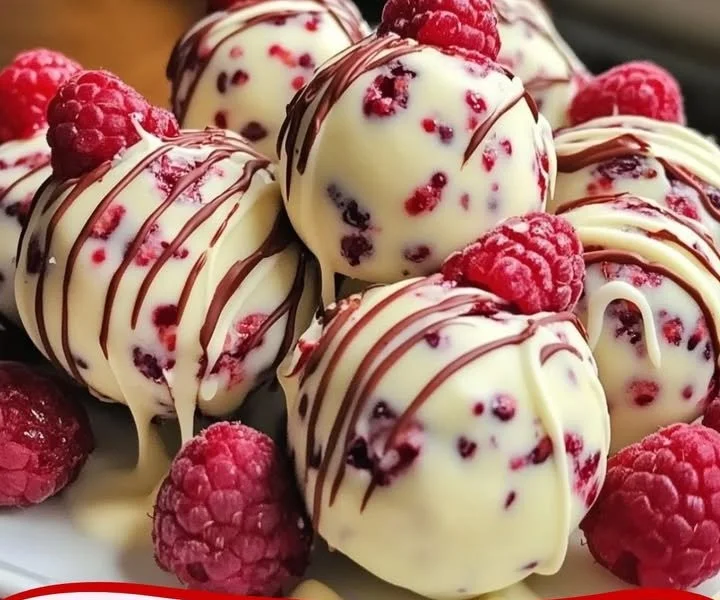 Weiße Schokoladen-Himbeer-Käsekuchen Bällchen