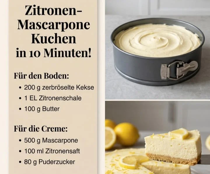 Zitronen-Mascarpone-Kuchen mit frischer Zitrone und Mascarpone-Creme