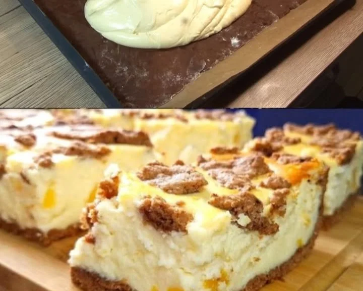 Zupfkuchen vom Blech mit einer leckeren Käsekuchenfüllung
