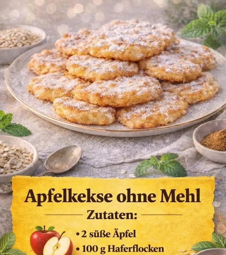 Leckere Apfelkekse ohne Mehl auf einem Teller serviert