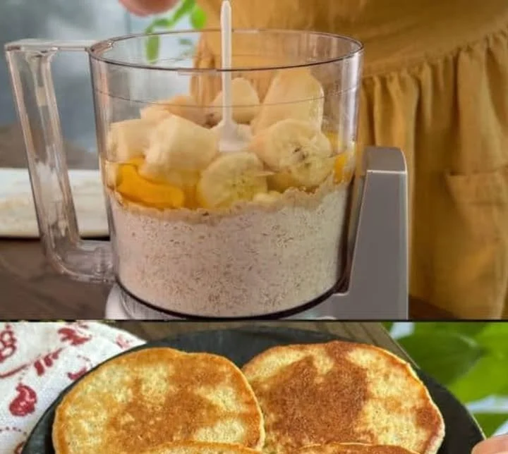 Leckere Bananen-Haferflocken-Pfannkuchen auf einem Teller