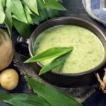 Bärlauch-Kräuter-Suppe mit frischen Kräutern in einer eleganten Schüssel
