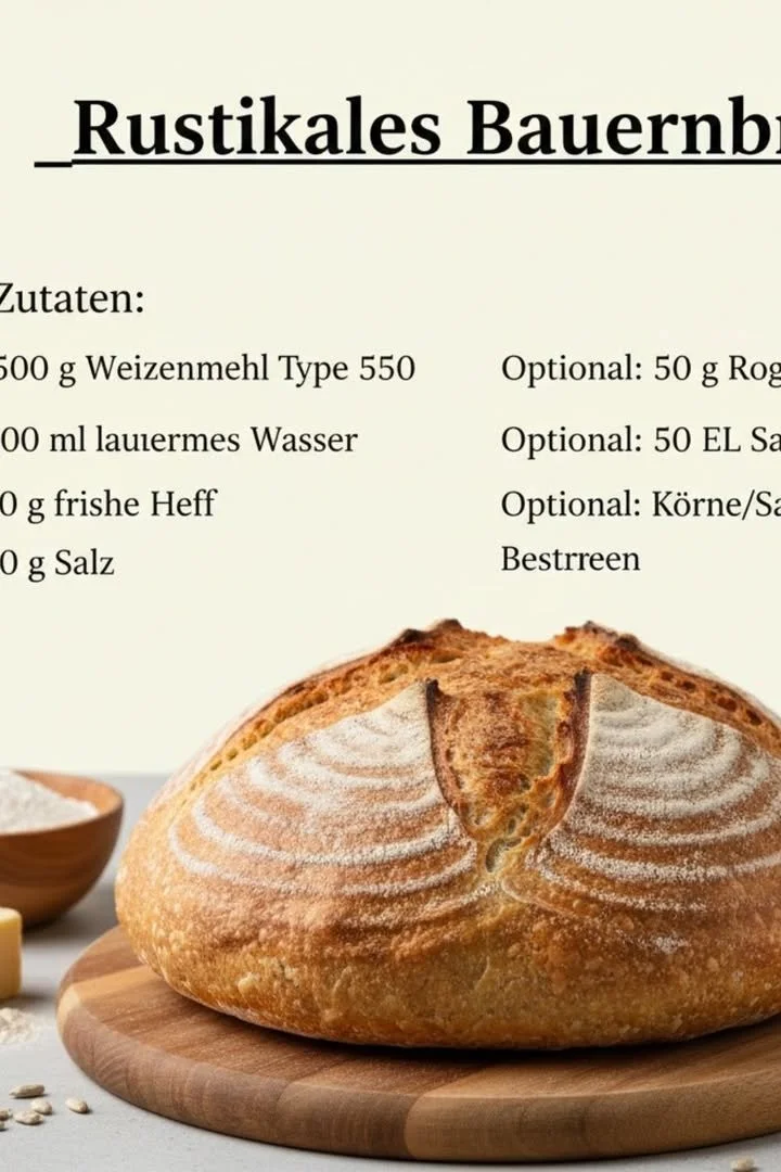 Frisches Bauernbrot auf einem Holzbrett, ideal für jede Mahlzeit.