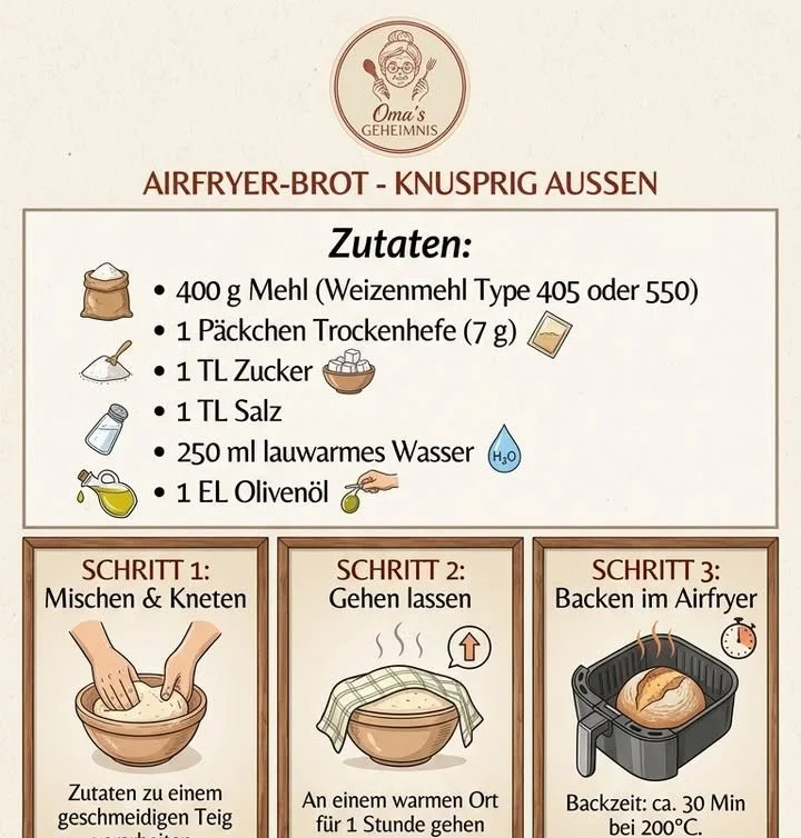 Leckeres Brot im Airfryer frisch zubereitet