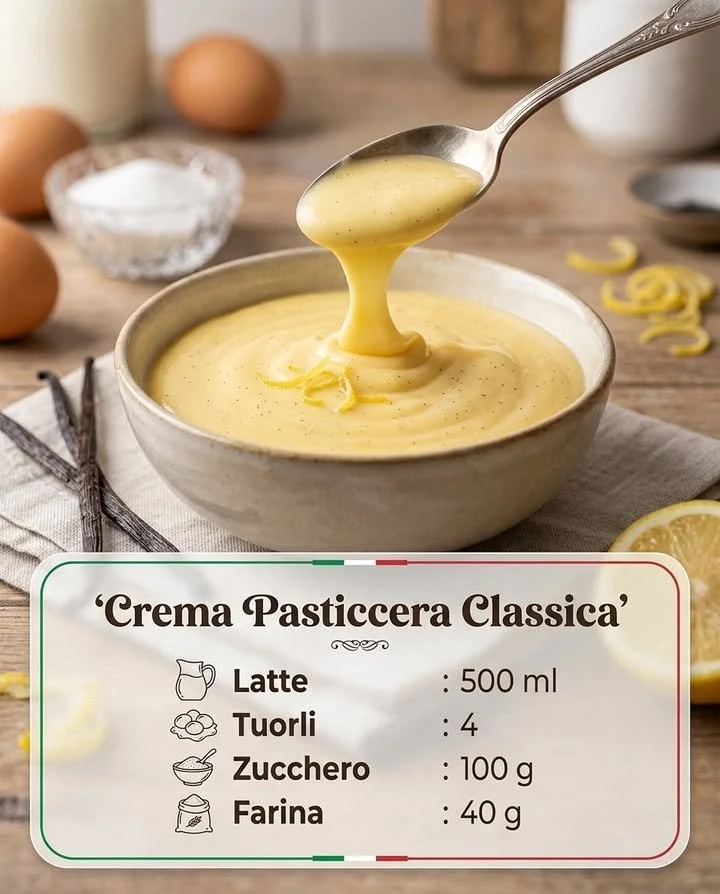 Schüssel mit hausgemachter Pâtissière-Creme für Desserts