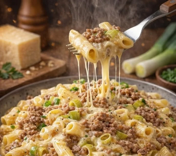 Schüssel mit cremiger Käsepasta, frisch zubereitet mit köstlichem Käse.