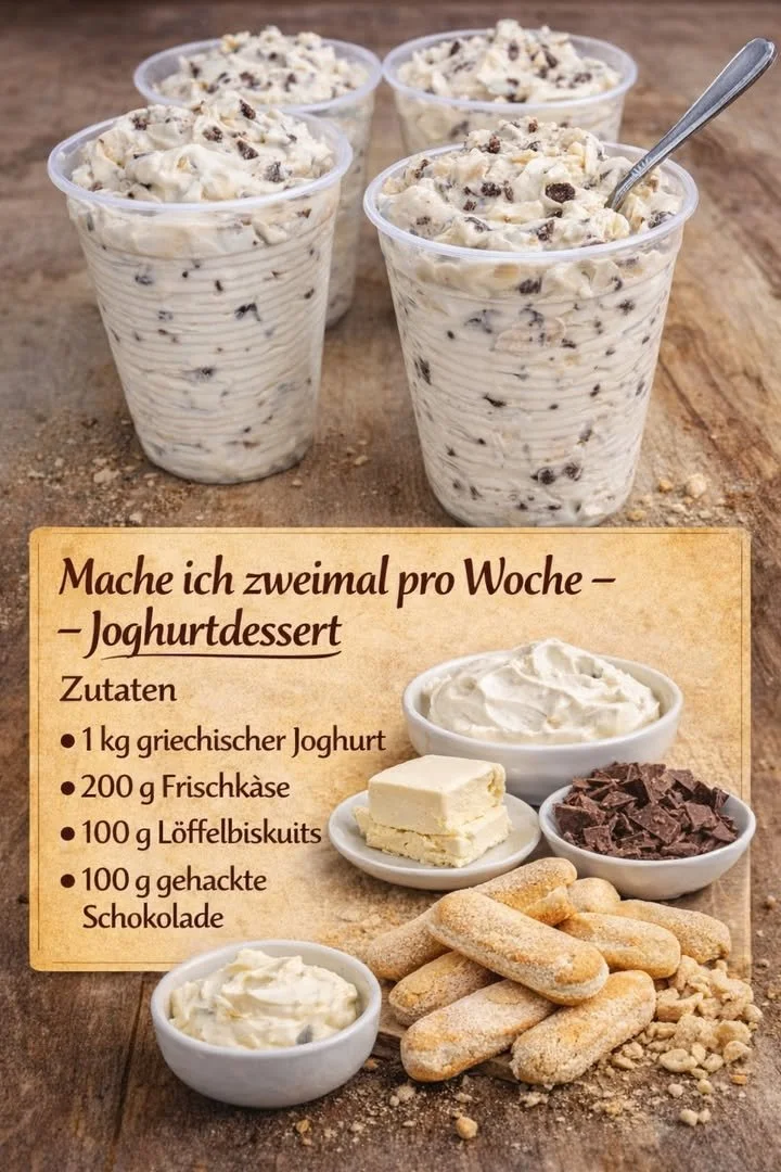 Cremiges Joghurt-Dessert mit Schokolade in einer dekorativen Schale